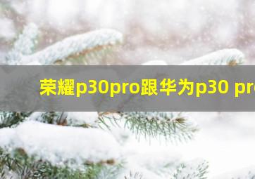 荣耀p30pro跟华为p30 pro